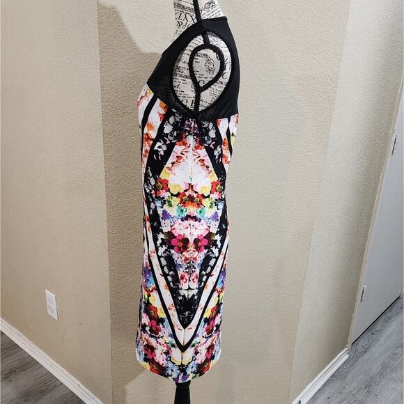 BOSTON PROPER floral mesh midi bodycon dress size 4 small - Picture 3 of 7